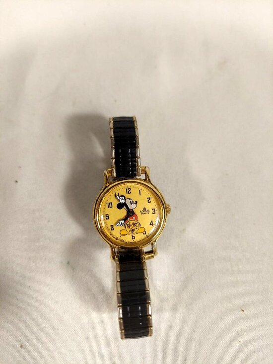 Lorus Disney Mickey Mouse Watch Gold & Black 2 Face Link Band Vintage